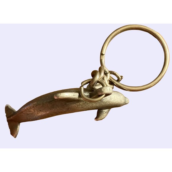 Dolphin Shaped Metal Keychain With Chain Link Design - Picture 5 of 7